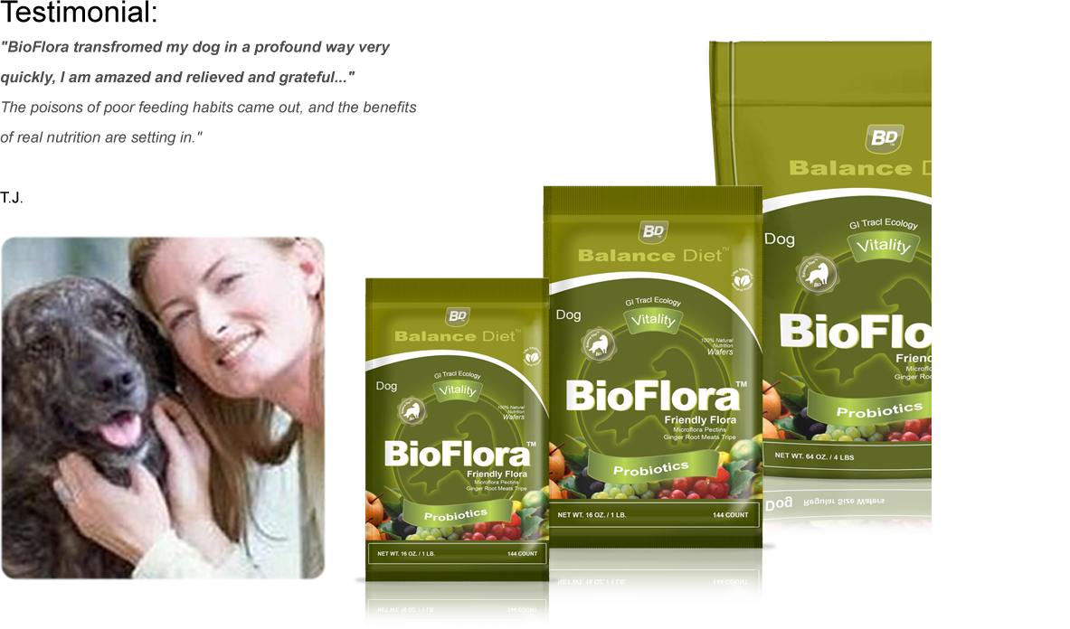 Balance Diet Premium Dog food BioFliora Probotics for good health and enhanced immune system response