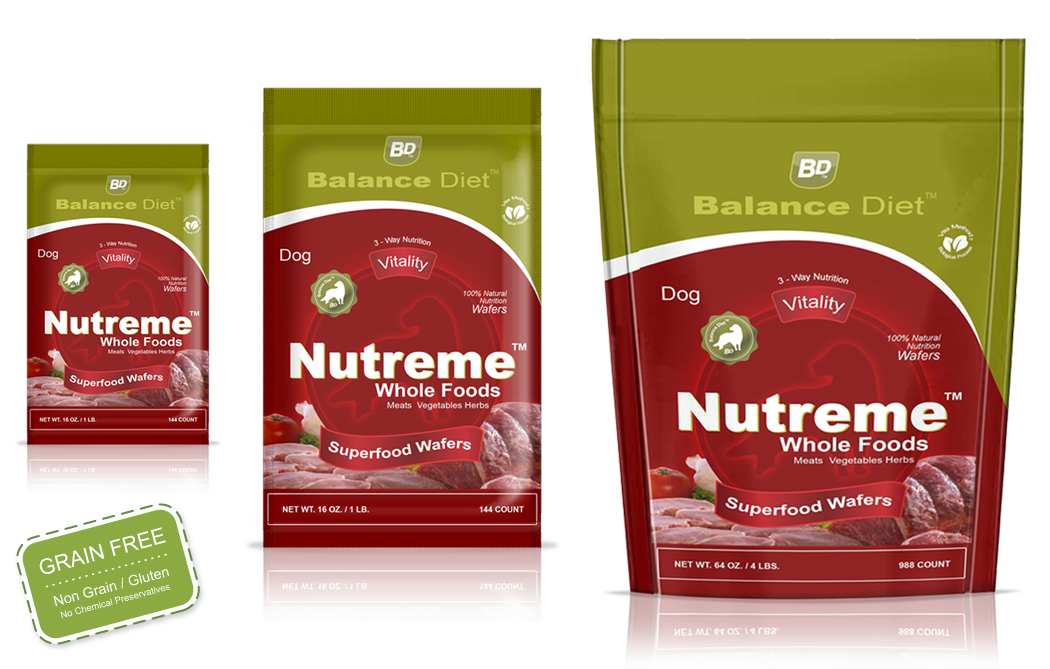 Balance Diet Prmium Dog food Nutreme whole foods superfoods wafers featuring all natural and healthy holistic organic ingradients